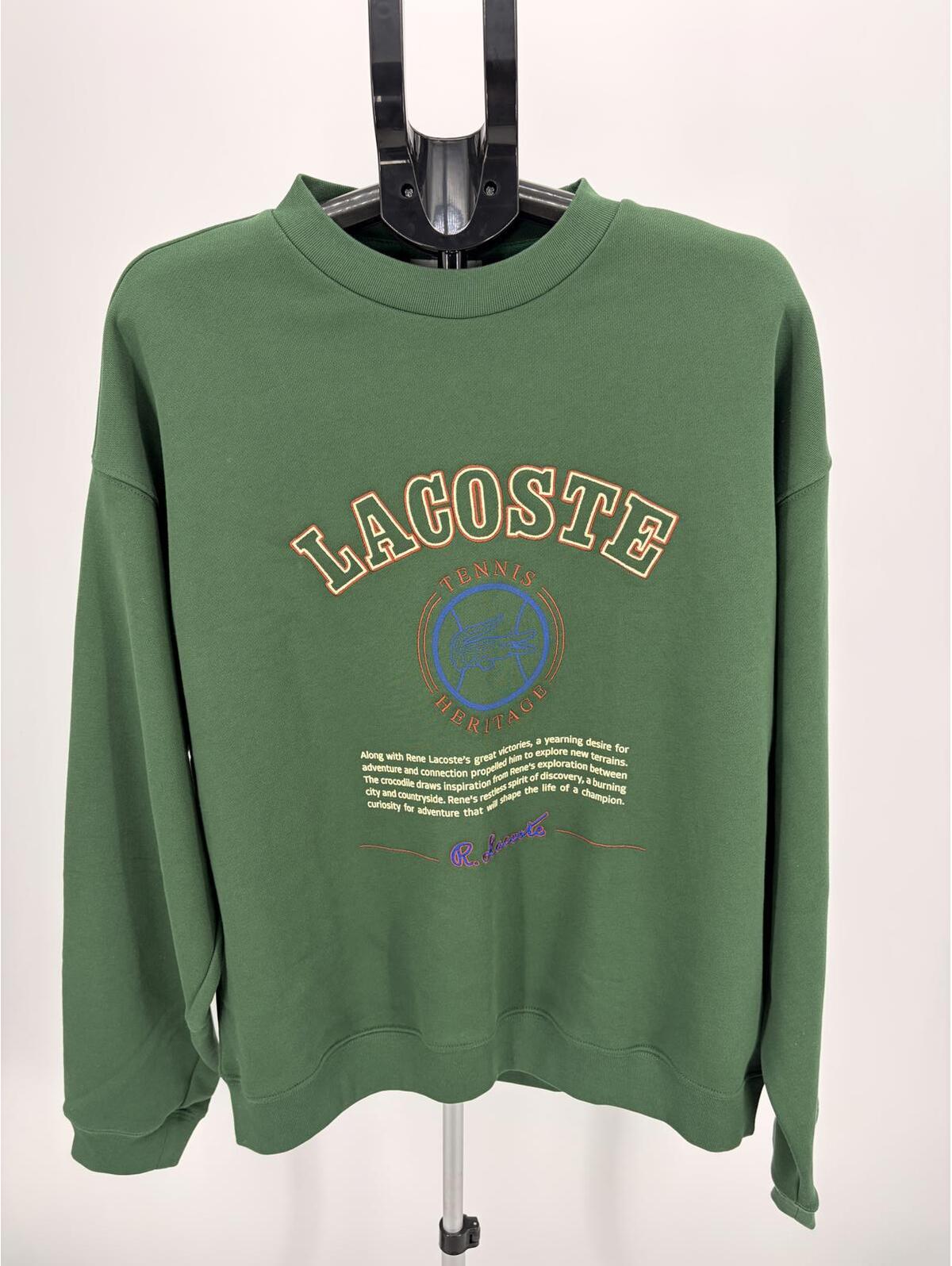 Lacoste Vintage Green Tennis Heritage Sweatshirt Loose Fit Xl